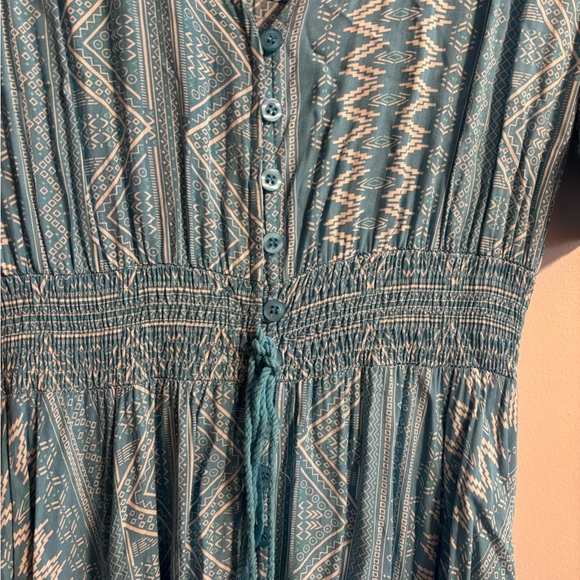 Blue Maxi Geometric Dress - Picture 3 of 7